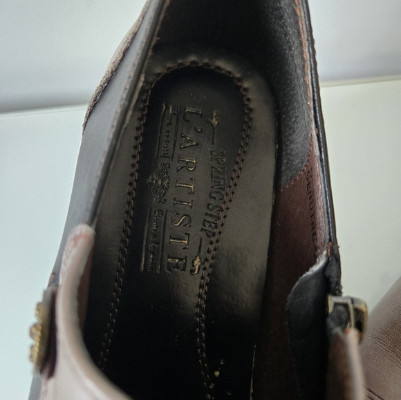 L' ARTISTE hand painted leather shoes, antique buttons.Brown/black.Size 40/9-9.5 - Picture 5 of 11